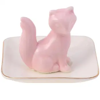 

1pc Ceramic Jewelry Tray Cartoon Fox Plate Rings Earrings Bracelets Dish Trinket Storage Tray