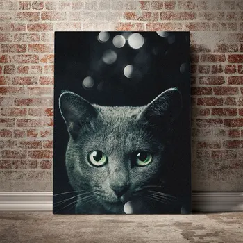 

Cool Cat face poster Poster Canvas Wall Art Decoration prints for living Kid Children room Home bedroom decor painting