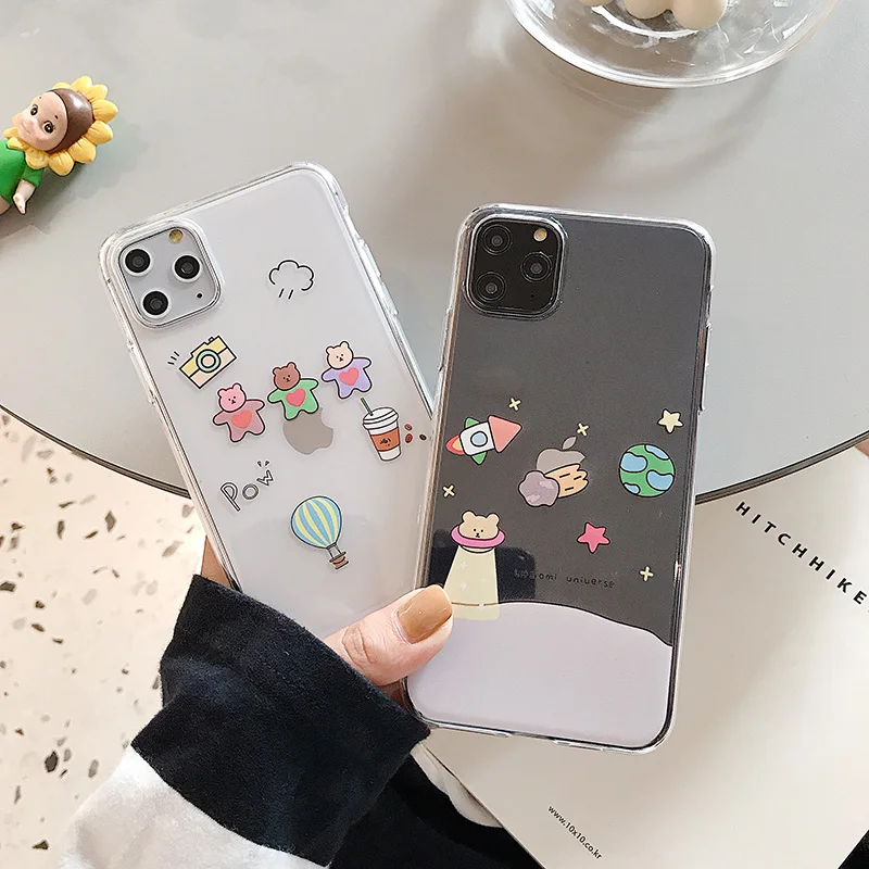 Cute cartoon bear clear phone Cases for Huawei P20 P30Lite Mate 20Pro 30 Nova 3 4 5Pro 5i Honor 8X 9X 10 20 V20 Y9 Cases