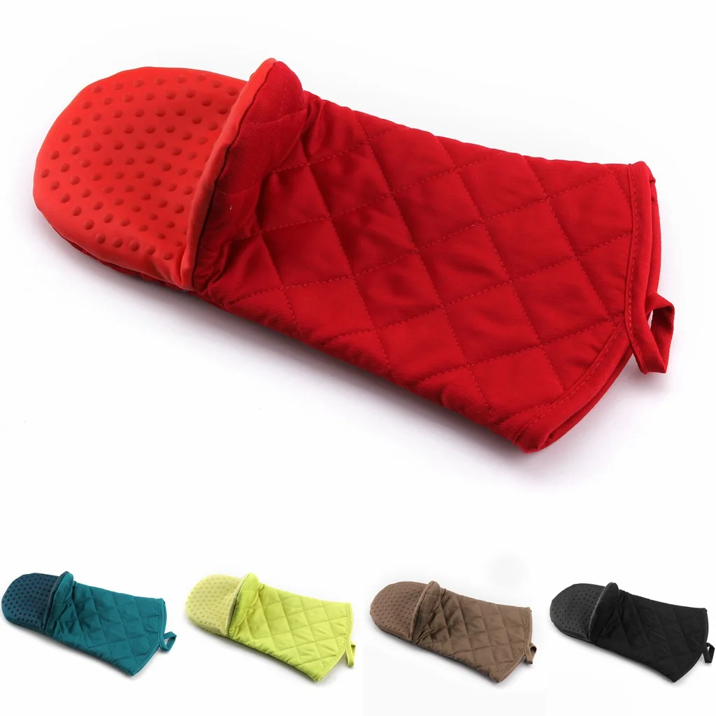 [Heat-Resistant 280-Degree] Lengthen Silicone Thermal Insulation Gloves High-temperature Resistant Thick Oven Heat Resistant Sli