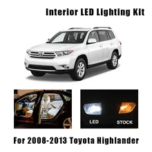 12 лампы Белый светодиодный внутренний светильник комплект подходит для Toyota Highlander 2008 2009 2010 2011 2012 2013 Карта Купол лицензии лампы ошибок