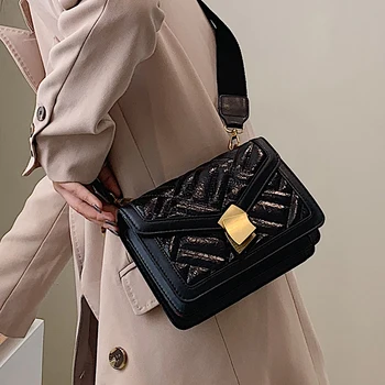 

с доставкой Black Faux Leather Small Crossbody Bag For Women 2020 Winter Chain Designer Shoulder Bags Modern Ladies Tote Bag