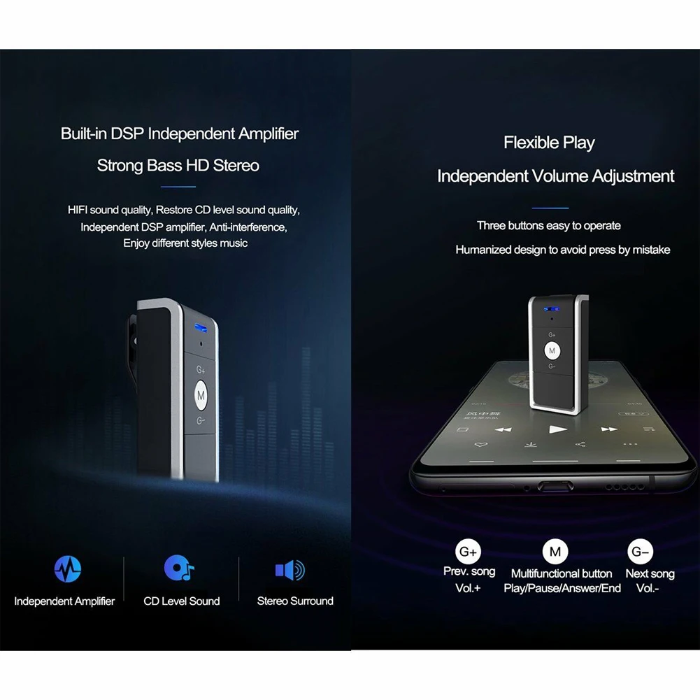 HIFI Bluetooth V4.2 музыкальный адаптер Aux беспроводной домашний портативный автомобильный стерео 3,5 мм аудио приемник ABS Hands Free