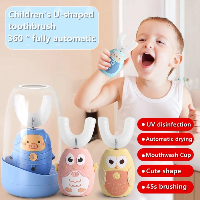 Children 360 Degrees Sonic Automatic Electric Toothbrush Rechargeable U Type soft silicone Toothbrush For kids best gift Children 360 Degrees Sonic Automatic Electric Toothbrush Rechargeable U Type soft silicone Toothbrush For kids best gift