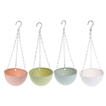 

Hanging Planters Set of 4,Plastic Resin Chain Basket Hanging Flower Planter Pots with Chain