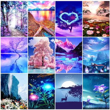 

HUACAN 5D Diamond Painting Full Square Drill Landscape DIY Diamond Embroidery Tree New Arrival Cross Stitch Home Decor