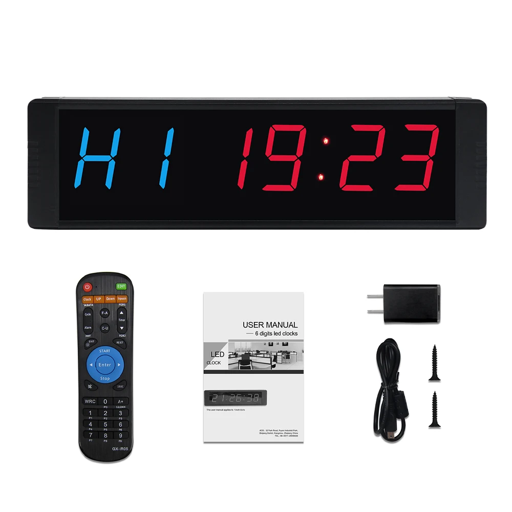 1.5Inch 1.8inch Digits Clock Stopwatch,Gym Timer LED Interval Timer Digital Countdown Wall Clock Fitness Timer for Home 