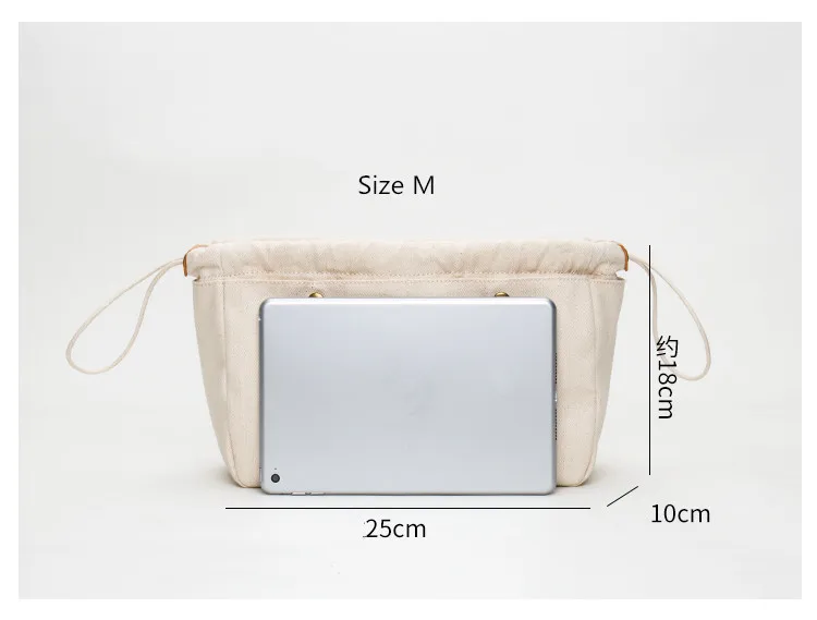 Cosmetic bag canvas Insert Bag Fit For designer brand large capacity tote bag base shaper Makeup Inner Organizer bag 5