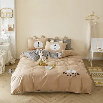 

Cotton 3ps Bedding Set 1 Pcs Duvet Cover +1pcs Pillowcase+1pcs Bed Sheet Quilt Cover Single Kids Cartoon Comforter Cover