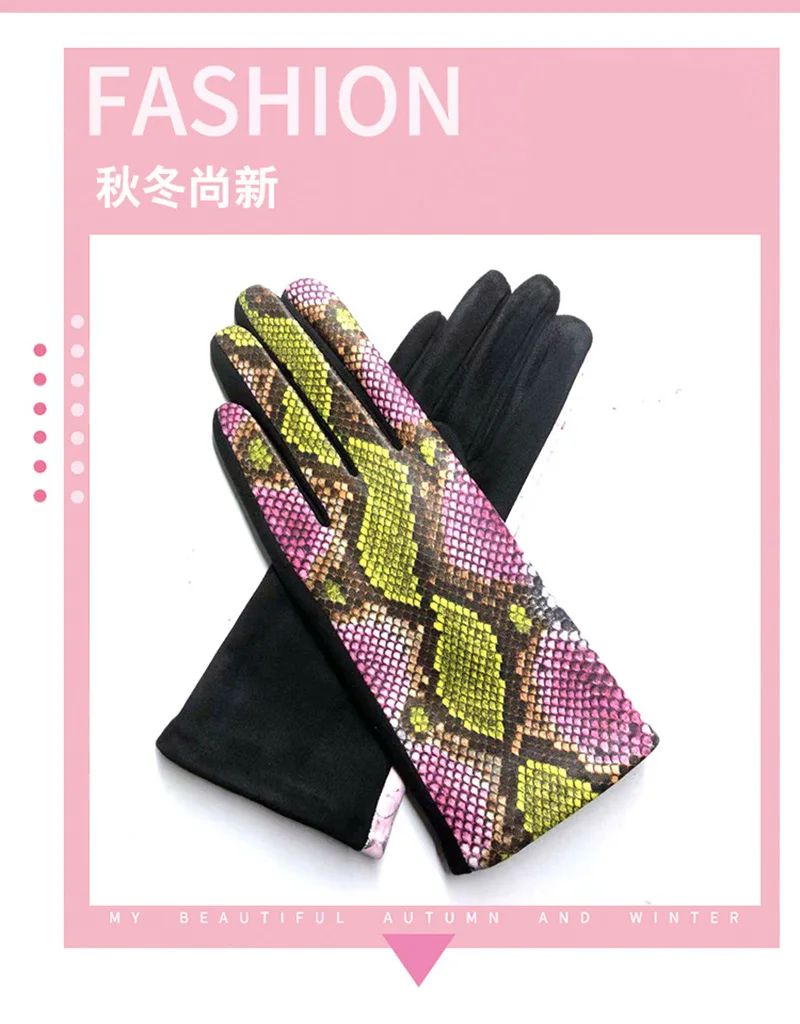 Women Bow Plush Wrist Cotton Touch Screen Driving Glove Winter Cashmere Thicken Full Finger Sport Cycling Warm Mitten H84