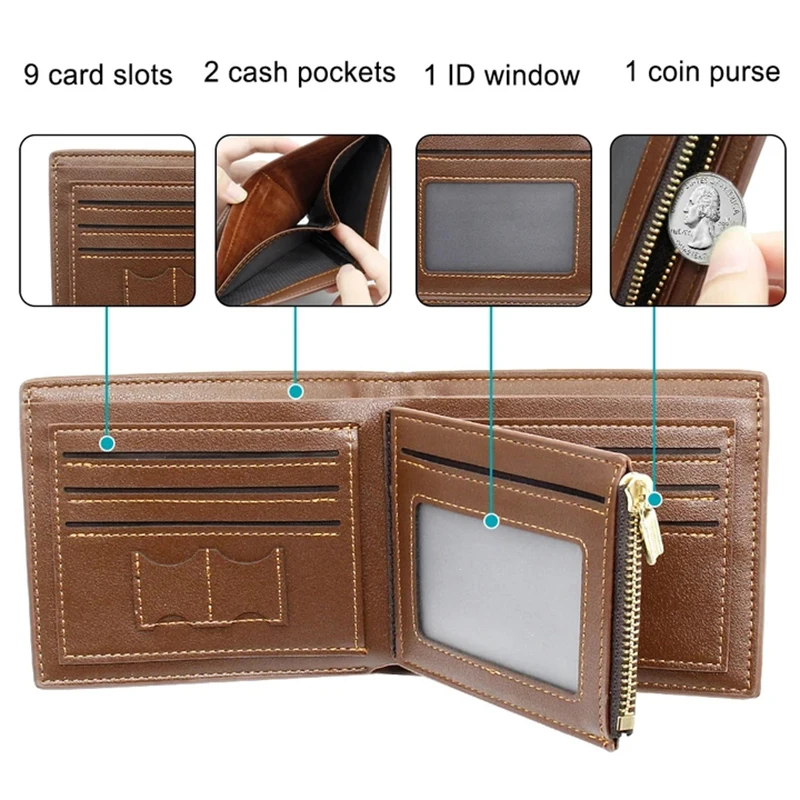 Picture Wallet Men Business Short ultra-sottile moda pelle bovina bi-fold fai da te personalizzato foto intagliato testo borsa regalo di san valentino