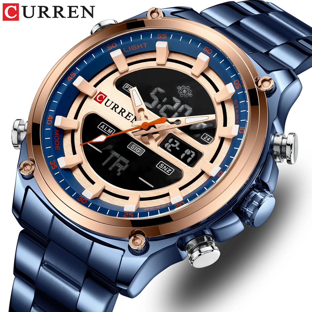 CURREN Top Brand Men Military Sport Watches Mens LED Analog Digital Watch Male Stainless Quartz Clock Relogio Masculino |