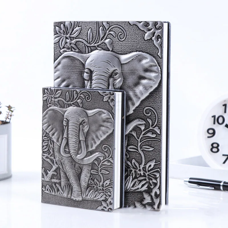 A5 A6 Европейский ретро Elefante трехмерный em relevo personalizado ноутбук PU Bloco de Notas livro diatio de Viagem