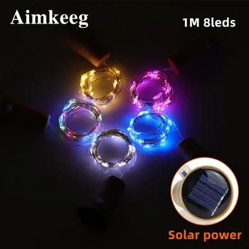 

1M 8LEDs Mini Solar Wine Bottles Lights Outdoor Solar Garland Lights Wine Bottle Lamp Cork Holiday Decoration Lights String