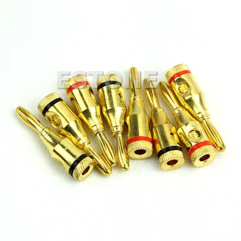 

8X Gold Plated Banana Plug Musical Speaker Cable Wire Screw Metal Connector 4mm
