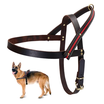

Soft Genuine Leather Dog Harness No Pull Pet Big Dog Harness Vest Adjustable For Medium Large Dogs K9 Pitbull Bulldog Husky