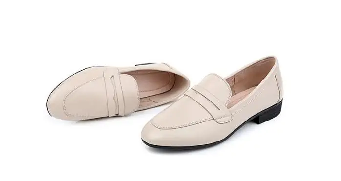 Женская обувь размера плюс; Простые лоферы из натуральной кожи с круглым носком; черные туфли на плоской подошве; повседневные женские туфли на плоской подошве; весенние туфли-оксфорды