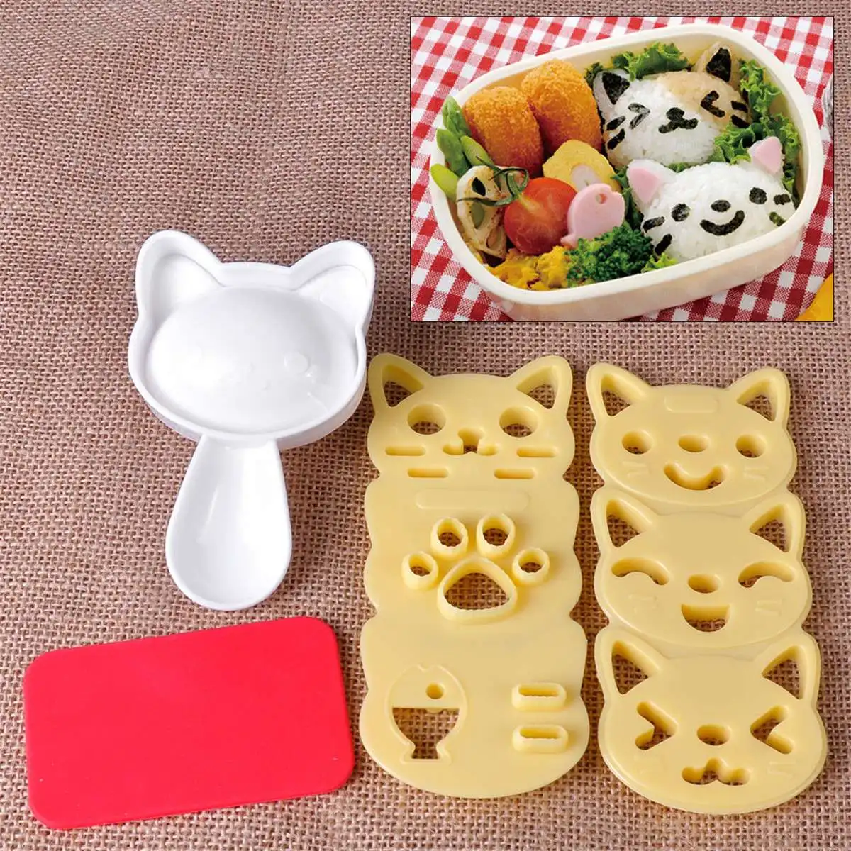 

DIY 3D Cat Bento Rice Ball Mold Japanese Sushi Sandwich Chocolate Cutter Mould Kitchen Form Maker Tool Kids Rice Ball Mould Set