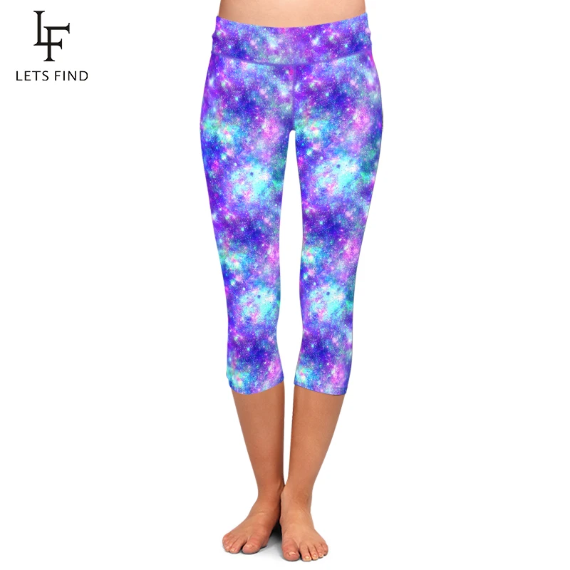 LETSFIND Sexy Women Galaxy Design Print Fitness Capri Leggings High Waist Plus Size Comfortable Mid-Calf Stretch Leggings LETSFIND Sexy Women Galaxy Design Print Fitness Capri Leggings High Waist Plus Size Comfortable Mid-Calf Stretch Leggings