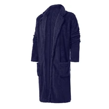 Мужские плюшевые кардиганы осень зима новое длинное пальто с длинным рукавом отложной воротник тонкий карман пальто размера плюс меховые кардиганы M-4XL