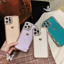 12 Case Luxury Electroplated 3D Heart Gold Plated Cases for iPhone 11 Pro Max 12Pro 8 Plus 7 XS XR SE 2020 X 12 Mini XR Cover