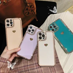 12 Case Luxury Electroplated 3D Heart Gold Plated Cases for iPhone 11 Pro Max 12Pro 8 Plus 7 XS XR SE 2020 X 12 Mini XR Cover