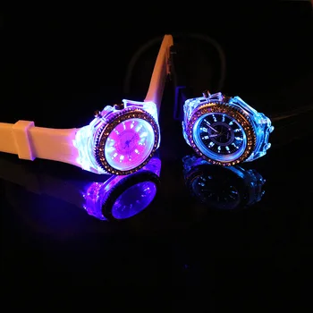 

LED Flash Luminous Watch Personality trends students lovers jellies woman men's watches 7 color light WristWatch give Gifts