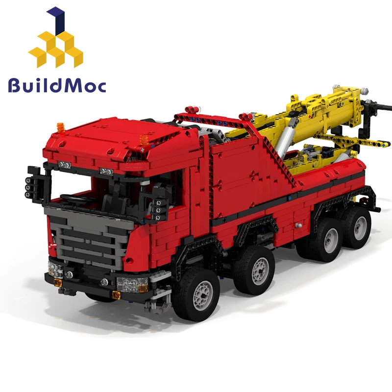 

BuildMoc 0583 Scania 8x8 Extreme tow truck Arocs model building blocks technic 6x6 All Terain Tow Truck Brick Christmas Gifts