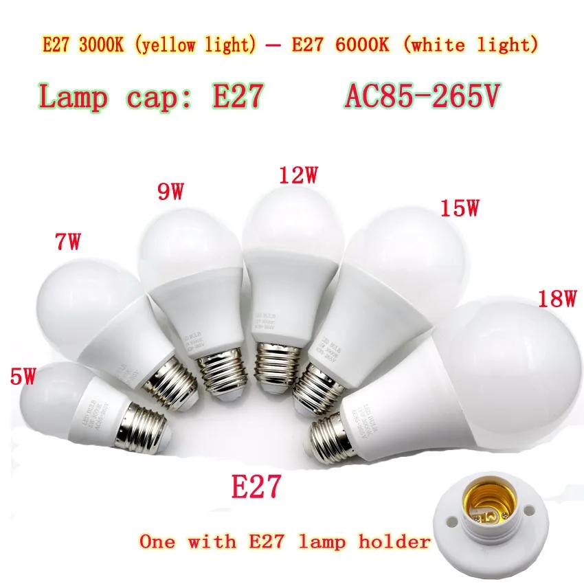 

LED E14 LED lamp E27 LED bulb AC 220V 230V 240V 7W 18W 15W 12W 9W 5W Lampada LED Spotlight Table lamp Lamps light