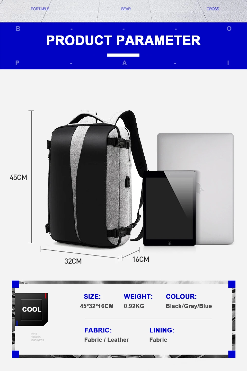 Men Backpack Anti Theft Travel Bagpack Laptop 15.6 Inch Notebook Waterproof Bags USB Charging Male Business Fashion Unisex Bag (12)