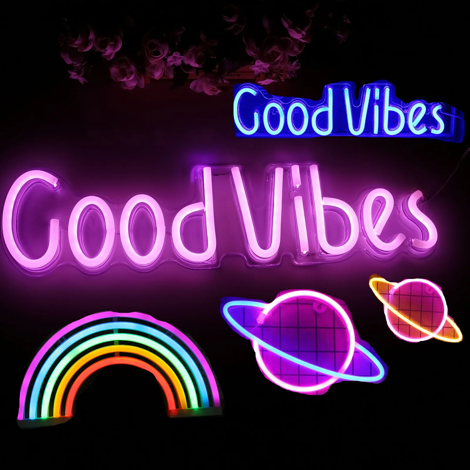 Неоновая светодиодная вывеска Good Vibes неоновая лампа в виде букв для бара караоке