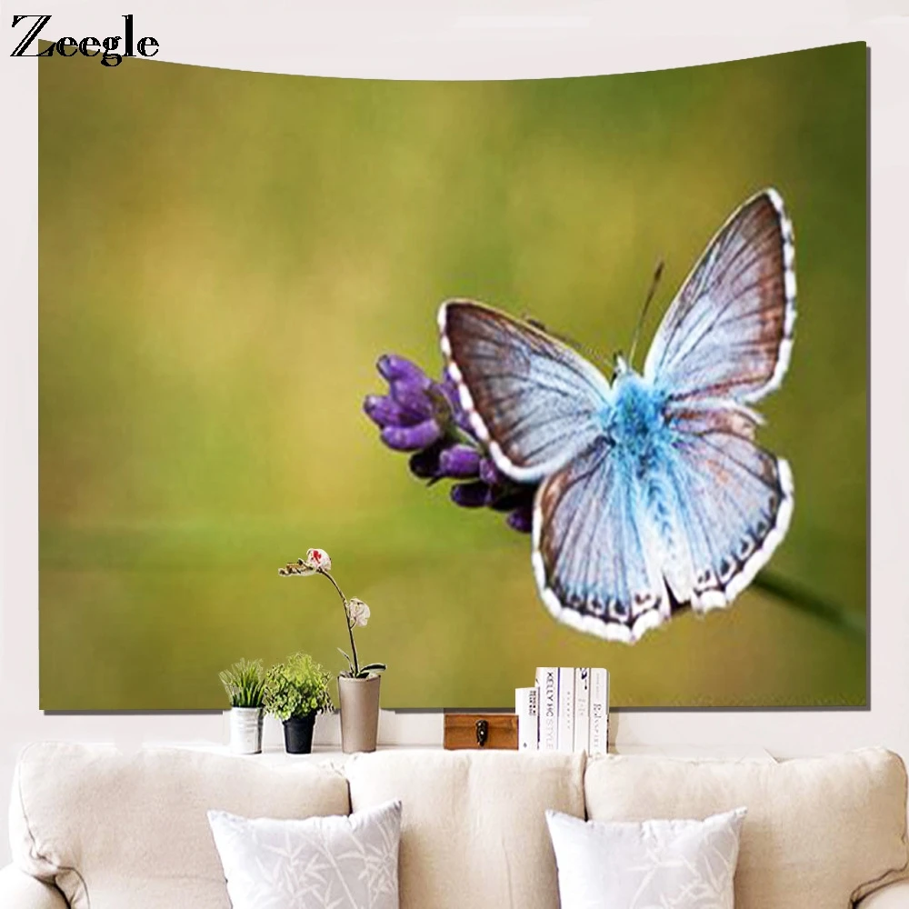 Zeegle Butterfly Wall Hanging Tapestry Home Office Living Room Art Tapestry Bed Account Beach Towel Picnic Blanket Wall Tapestry