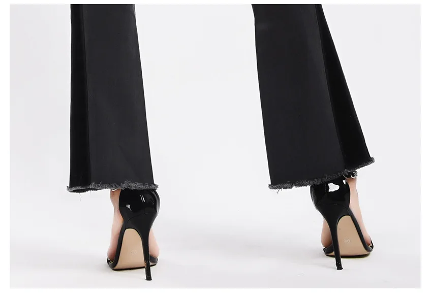 Black Denim Sexy Flared Jeans for Women Wide Leg Plus Size Stretch Push Up Trousers Autumn New Sale Items Free Shiping