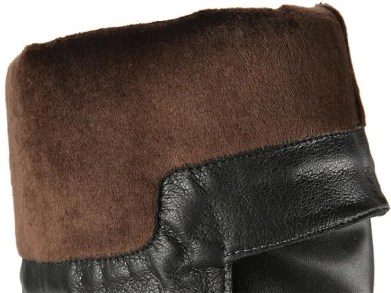 black with plush Weoneit/модные детские осенние сапоги до колена; кожаные зимние сапоги для девочек; зимняя теплая водонепроницаемая детская обувь - Цвет: black with plush