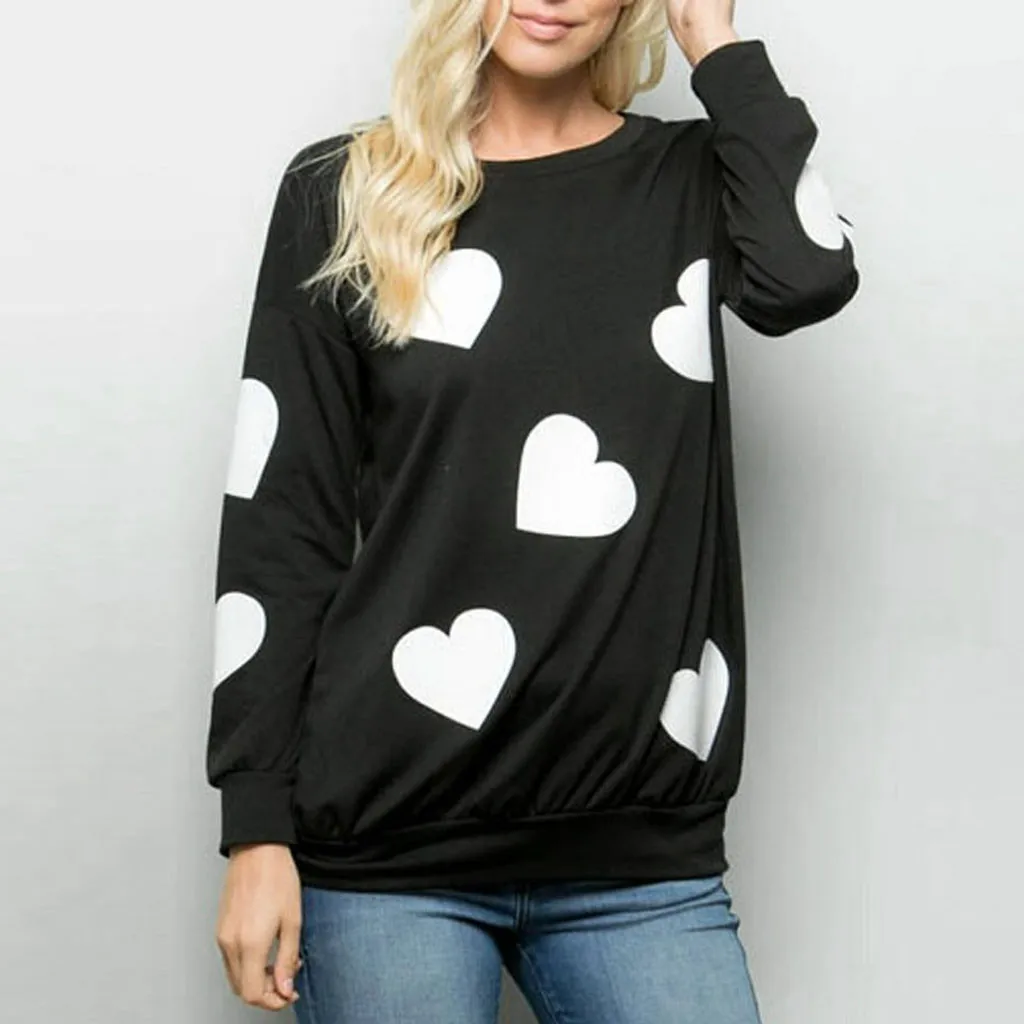 Женская футболка с длинным рукавом и круглым вырезом летняя свободная принтом