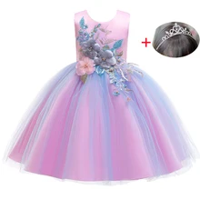 Летнее праздничное платье для девочек; vestidos; платья для маленьких девочек с объемным цветком; кружевные вечерние платья принцессы без рукавов; одежда для свадьбы