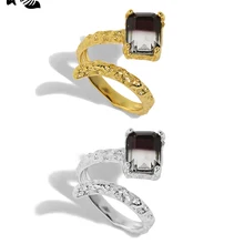 S'STEEL Sterling Silver 925 Ring Staggered Edge Micro Inlaid Design For Women Aesthetic Gothic Engagement 2021 Fine Jewellery