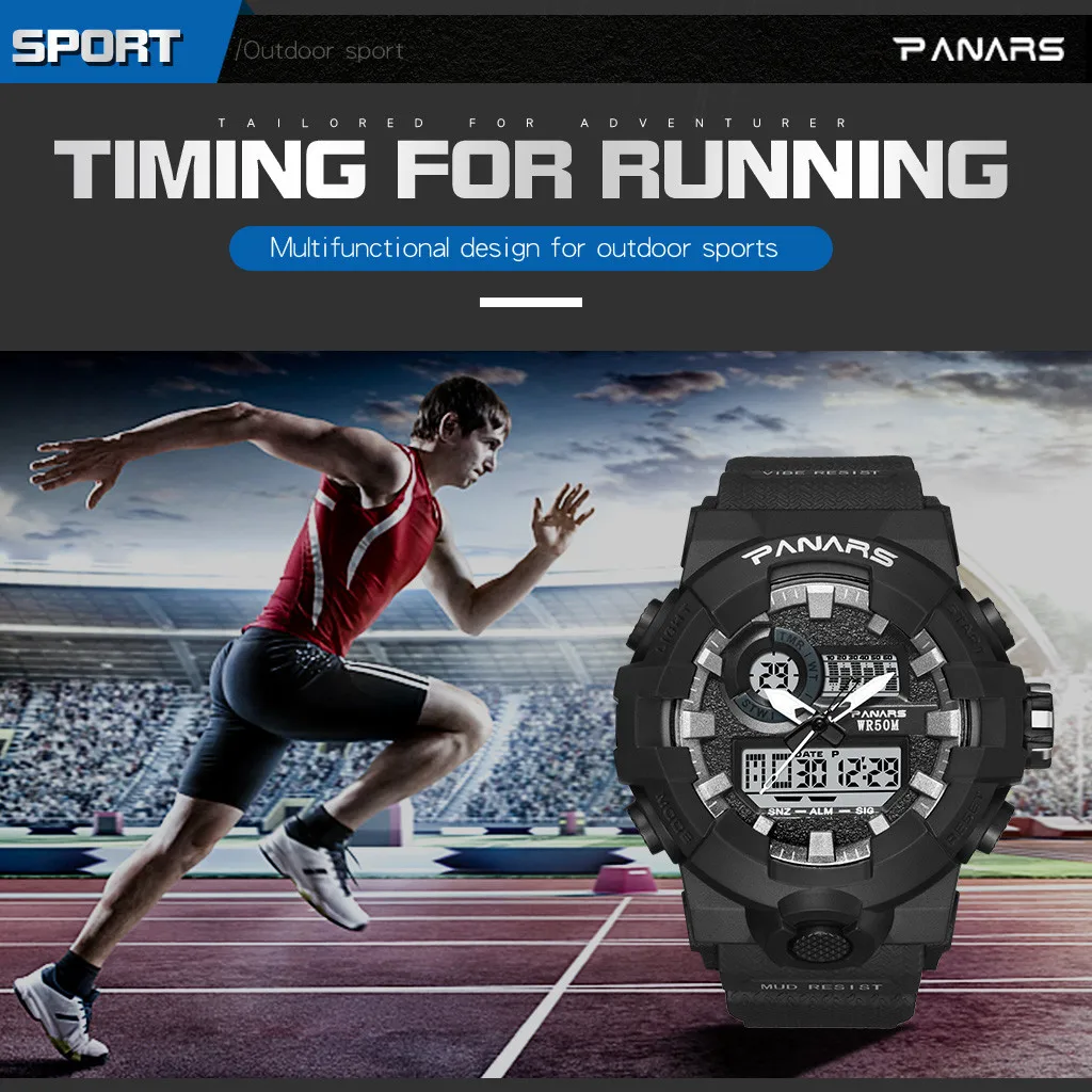 

Sport Men Digital LED Watches 50m deep waterproofTrend Men's Anti Fall Big Screen Multi Function Luminous Electronic Watch