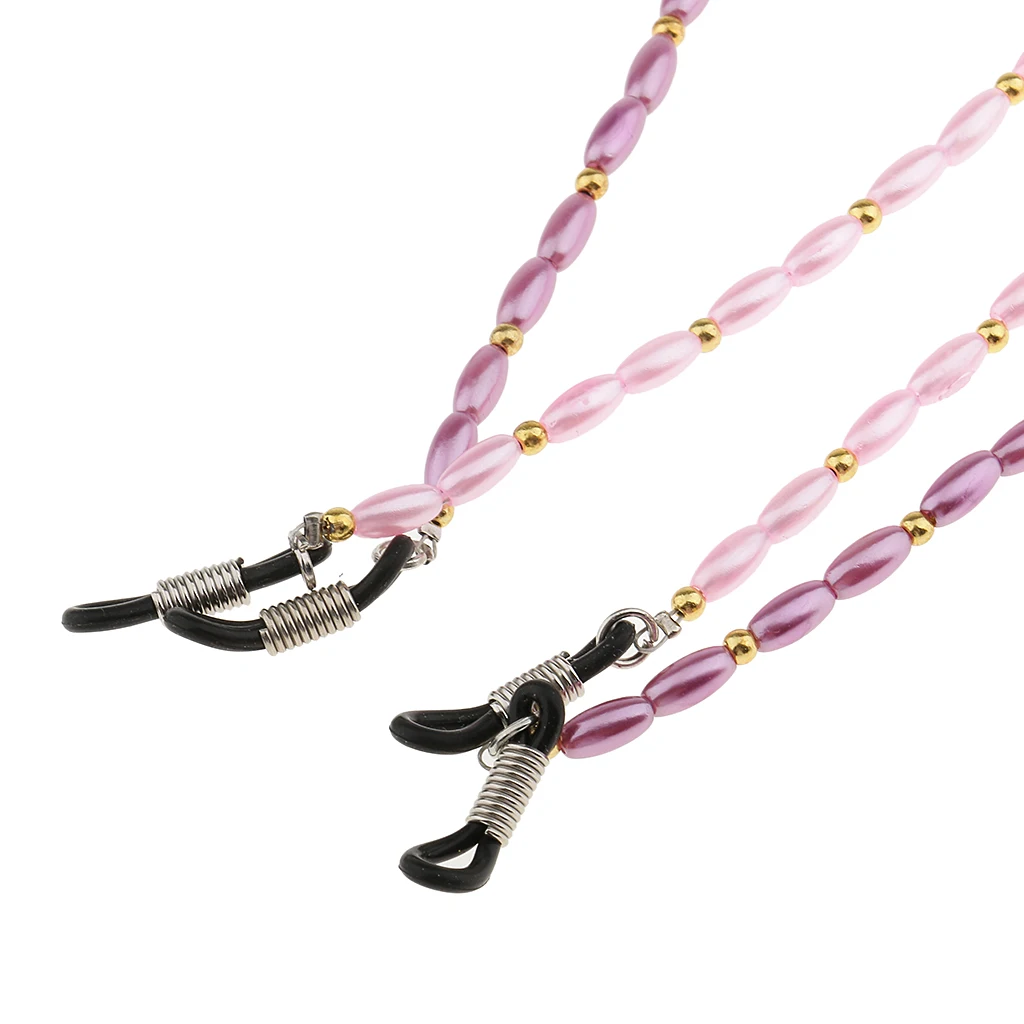 2pcs High Quality Acrylic Beaded Sport Eyeglass Sun Glasses Holder Necklace Sunglass Chain Pink Purple Gold Silver 60cm