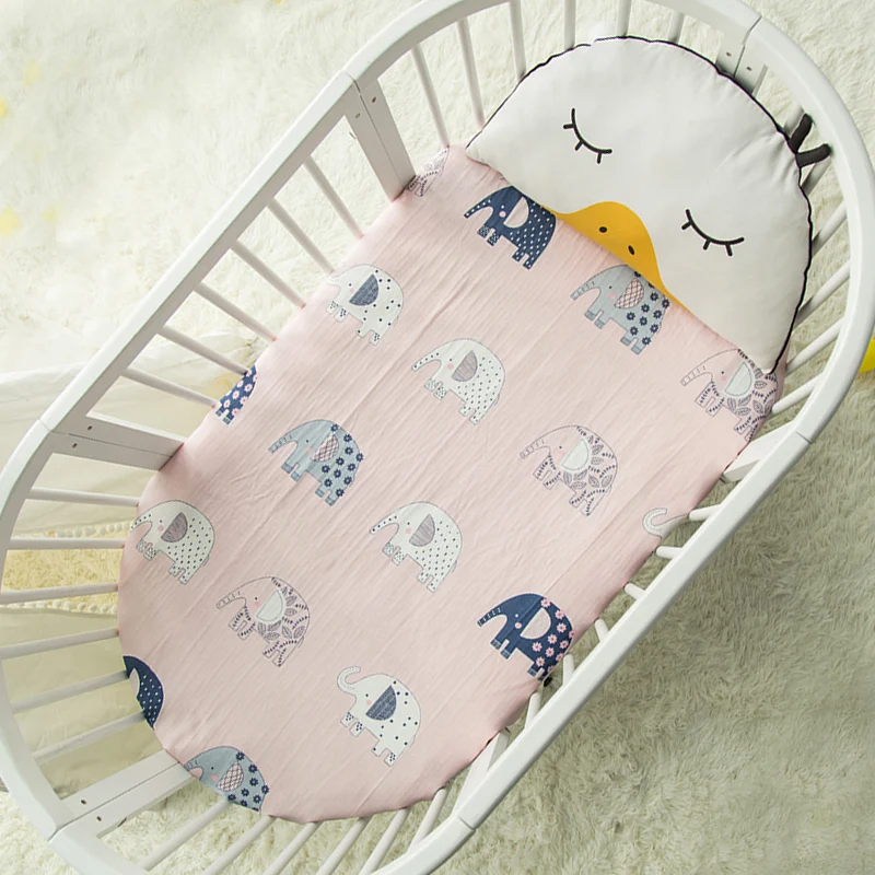 Custom Size Round Bed Bed Fitted Sheet Mattress Cover 100% Gauze Cotton For Crib Baby bedding Set (3)