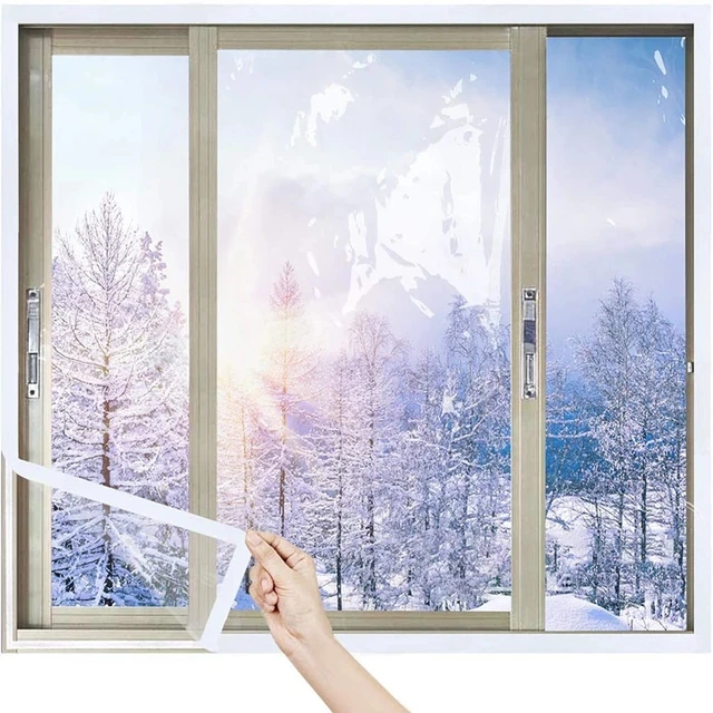 Film isolant transparent réglable pour fenêtre, rideau coupe-vent,  réduction du bruit, cadre complet, épaissir, intérieur, hiver - AliExpress