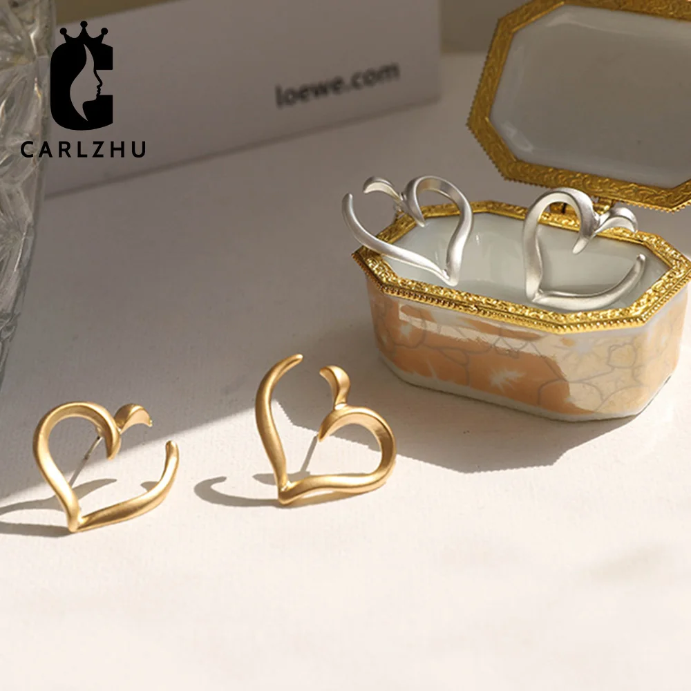 Gold Silver Color Metal Hollow Open Heart 925 Sterling Stud Earrings Korean Nightclub Earring for Women Girls Jewelry | Украшения и