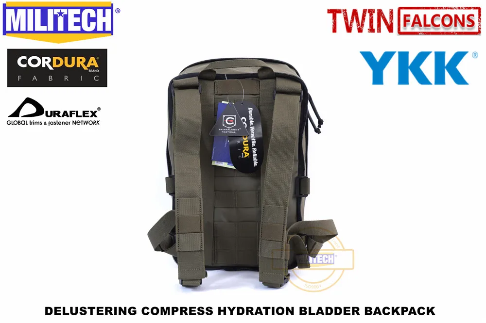 Bexiga de Água Militech Compressa Flatpack Hidratação Mochila Mk3 Compatível 8l Bolsa Milspec tw 500d Cordura Delusted 43 Cinto de segurança