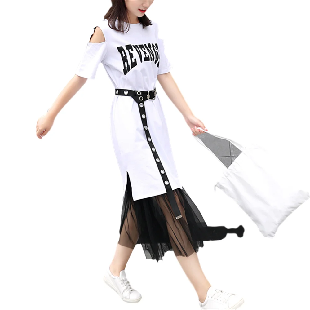 

dress MissDomi Korean vestidos 2020 spring summer new arrival wholesale Two-piece mesh dress with belt