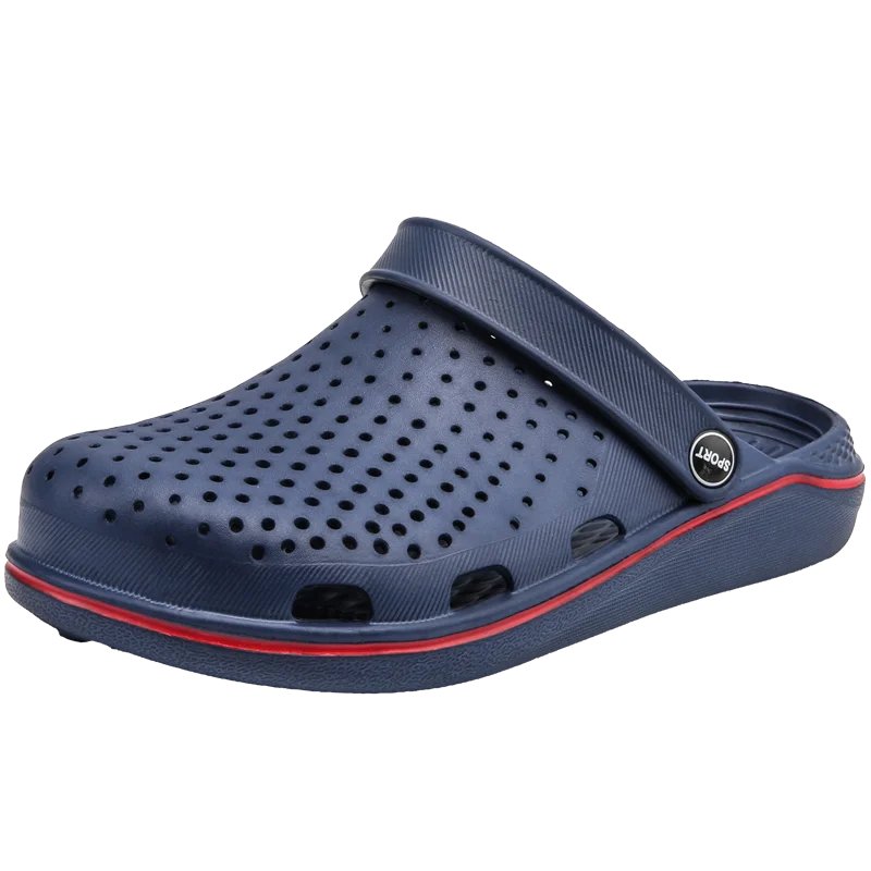 Модные летние мужские тапочки Baotou; полушлепанцы; дышащие сандалии; повседневные сандалии в морском стиле - Цвет: Blue 02
