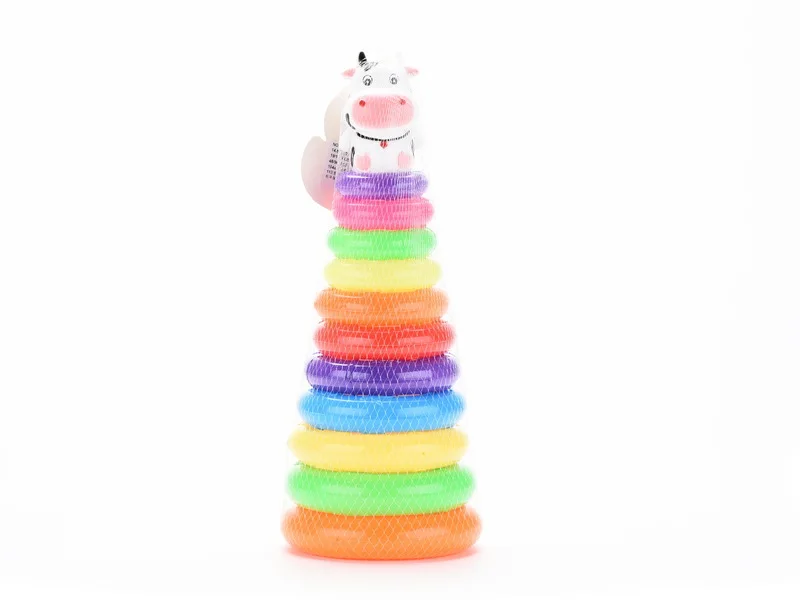 

Infant Rainbow Color Ring 11-Layer Color Cartoon Animal Throw the Circle Educational Early Childhood Stack-up Lap Coil
