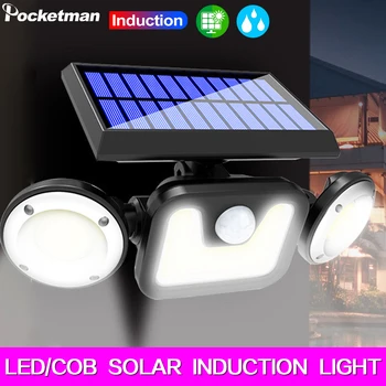

Pocketman 78LED 83COB Solar Wall Lamp Motion Sensor LED Solar Light Three-head Rotatable Outdoor Waterproof Street Wall Lamp