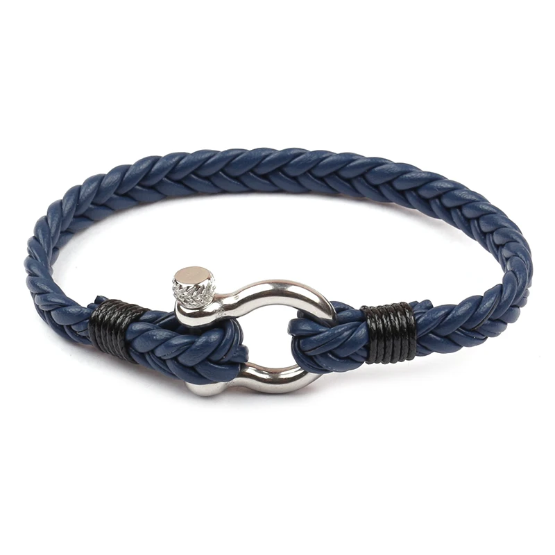 

Trendy 1Pcs Alloy Rope Bracelet Colorful Personality Leather Woven Anchor Leather Multi-Style Jewerly Accessories For Men Gift