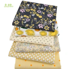 Chainho, 6 шт./лот, желтая Цветочная серия, саржевая хлопковая ткань с принтом, Лоскутная Ткань, DIY швейный материал для стеганых изделий для малышей и детей