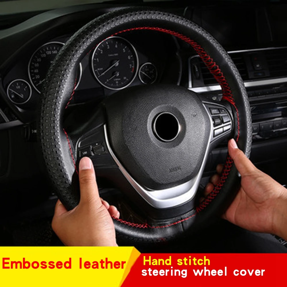 

Car Steering Wheel Braid Cover Soft Texture Car Covers With Needles And Thread Artificial Leather Car Styling Covers